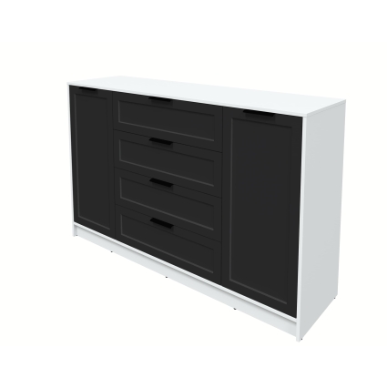 Тумба Тренд КТ-Т160 (Белый ЛДСП/ Черный ЛМДФ) Ш1600 В1020 Г451